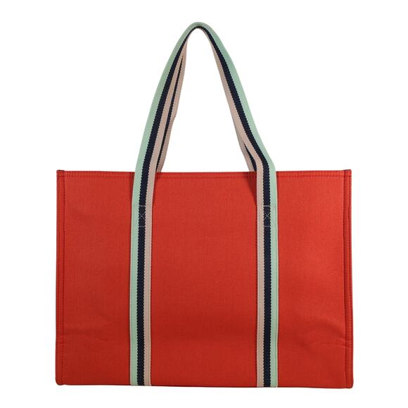 Spartina 449 Canvas Carry All Tote - Seahorse / Orange with Stripe - NWT - Picture 2 of 7